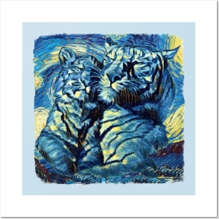 Tigers Van Gogh Style Posters and Art